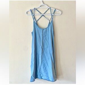 Twik Light Blue Faux Jean Slip Dress with Strappy Open Back
